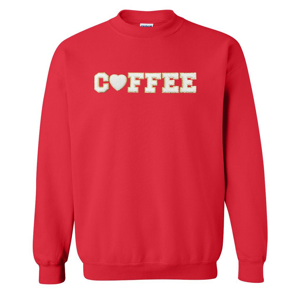 Coffee Heart Letter Patch Crewneck Sweatshirt from United Monograms
