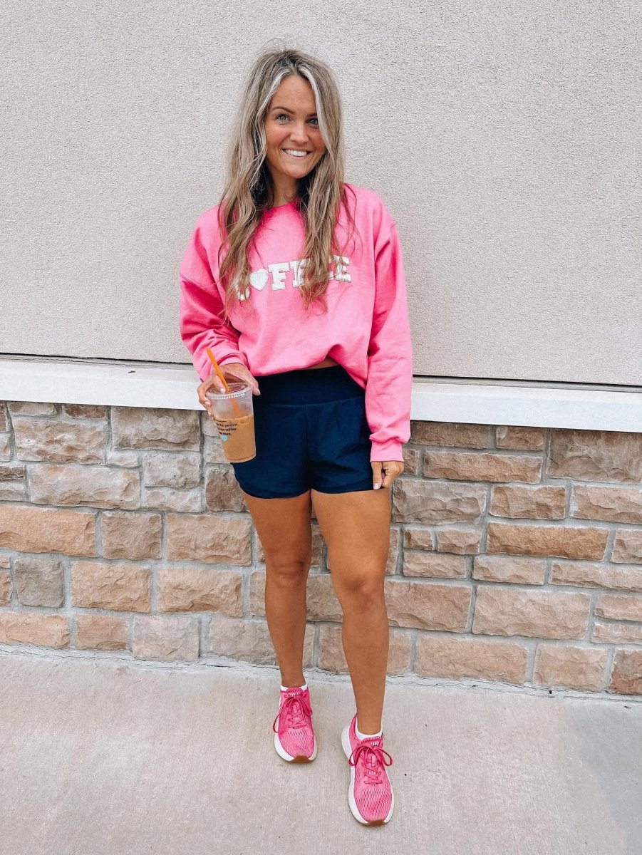 Coffee Heart Letter Patch Crewneck Sweatshirt from United Monograms