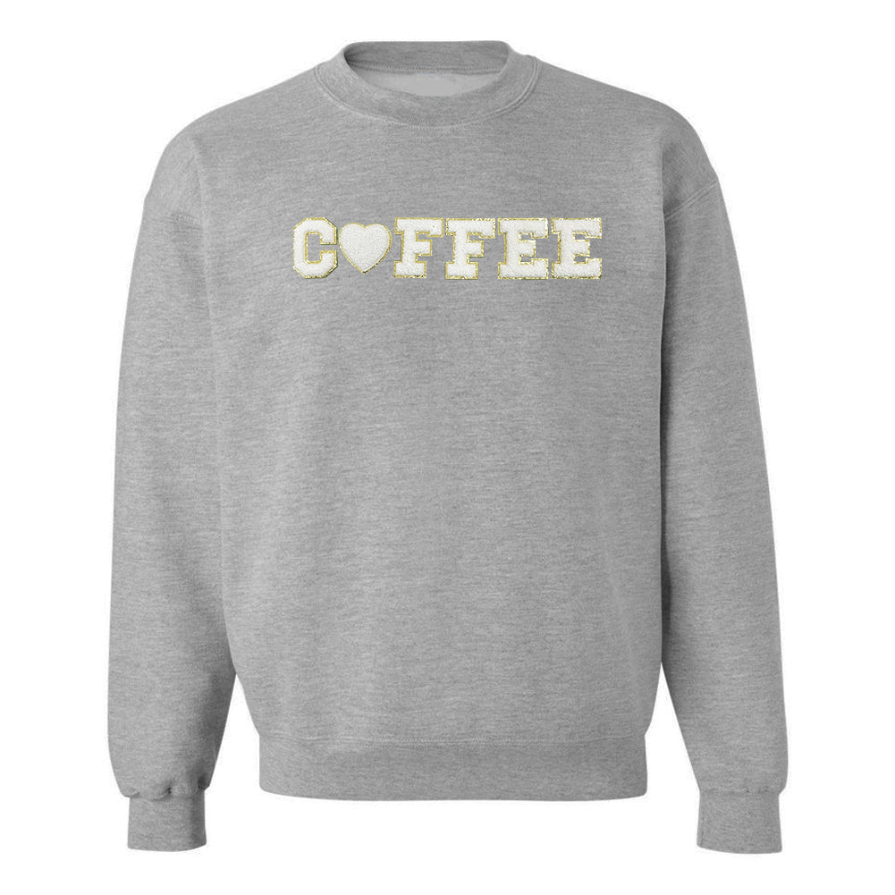 Coffee Heart Letter Patch Crewneck Sweatshirt from United Monograms