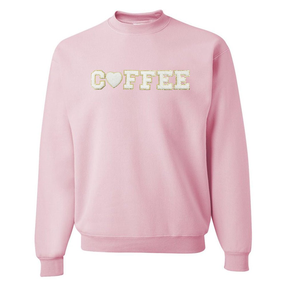 Coffee Heart Letter Patch Crewneck Sweatshirt from United Monograms