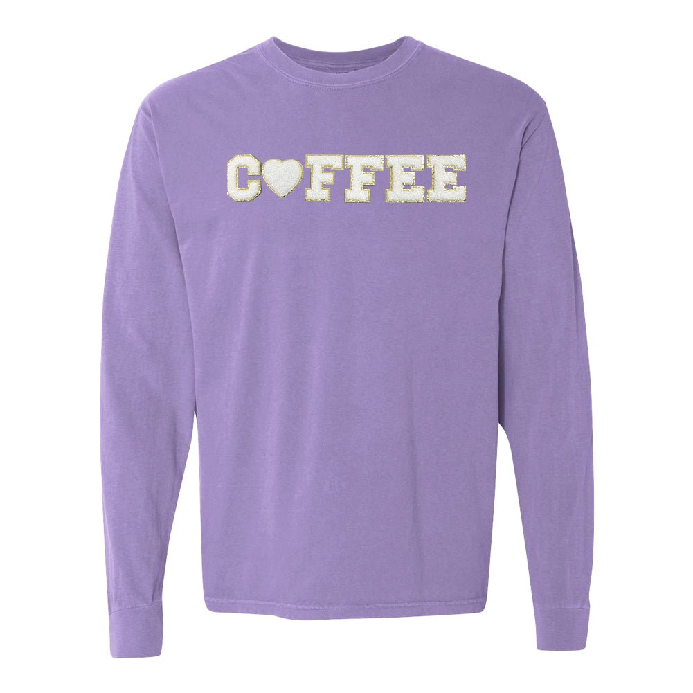 Coffee Heart Letter Patch Long Sleeve T-Shirt from United Monograms
