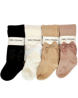 Collette Ribbed Satin Bow Tights from Bailey's Blossoms
