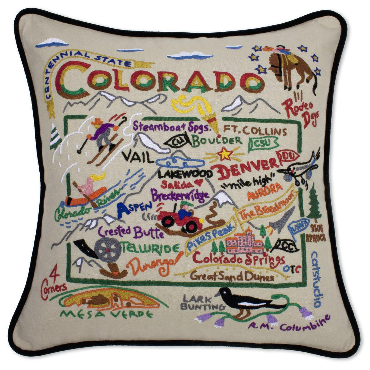 Colorado Hand-Embroidered Pillow from Quirks!
