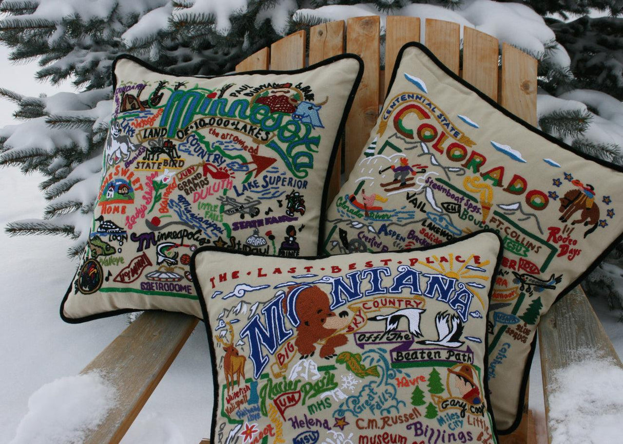 Colorado Hand-Embroidered Pillow from Quirks!