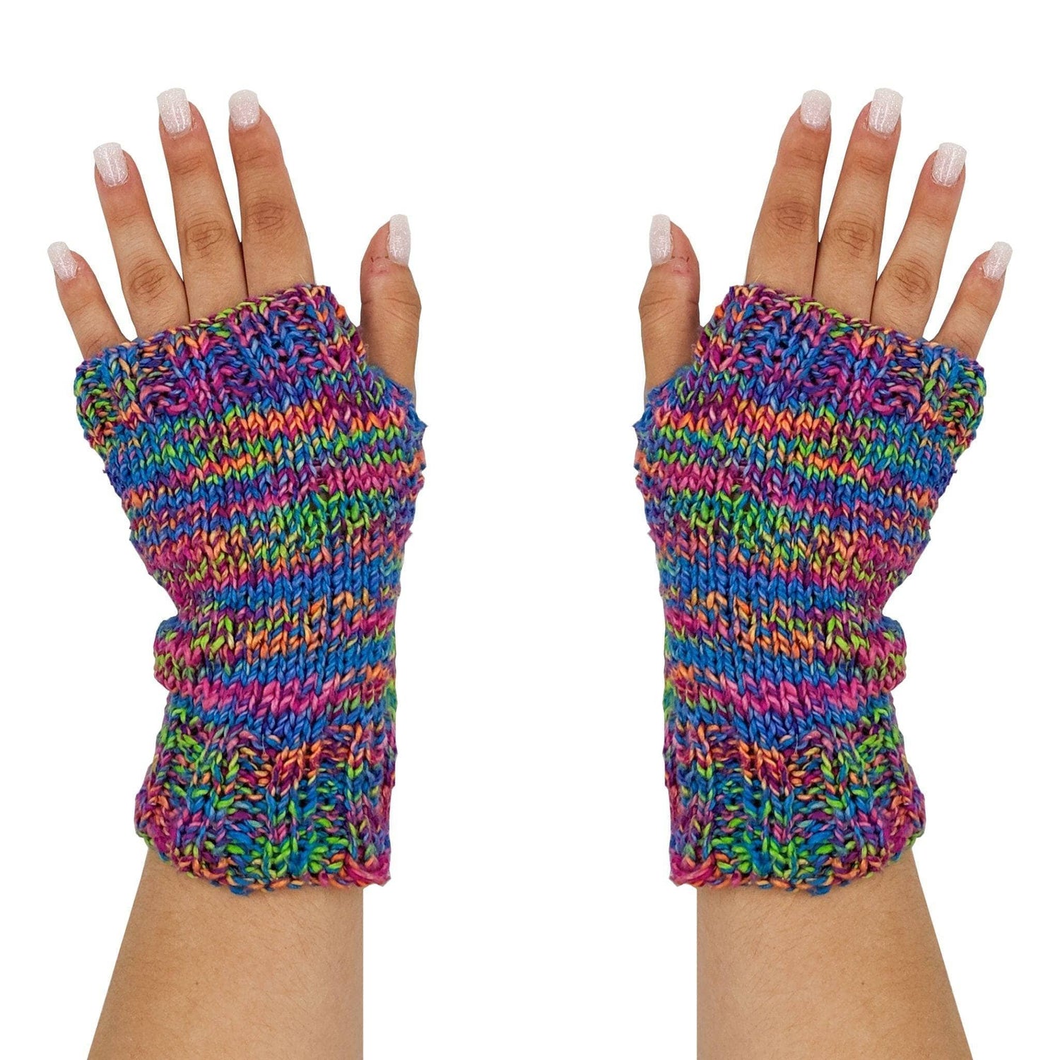 Colorful Fingerless Mitts Knitting and Crochet Pattern from Darn Good Yarn