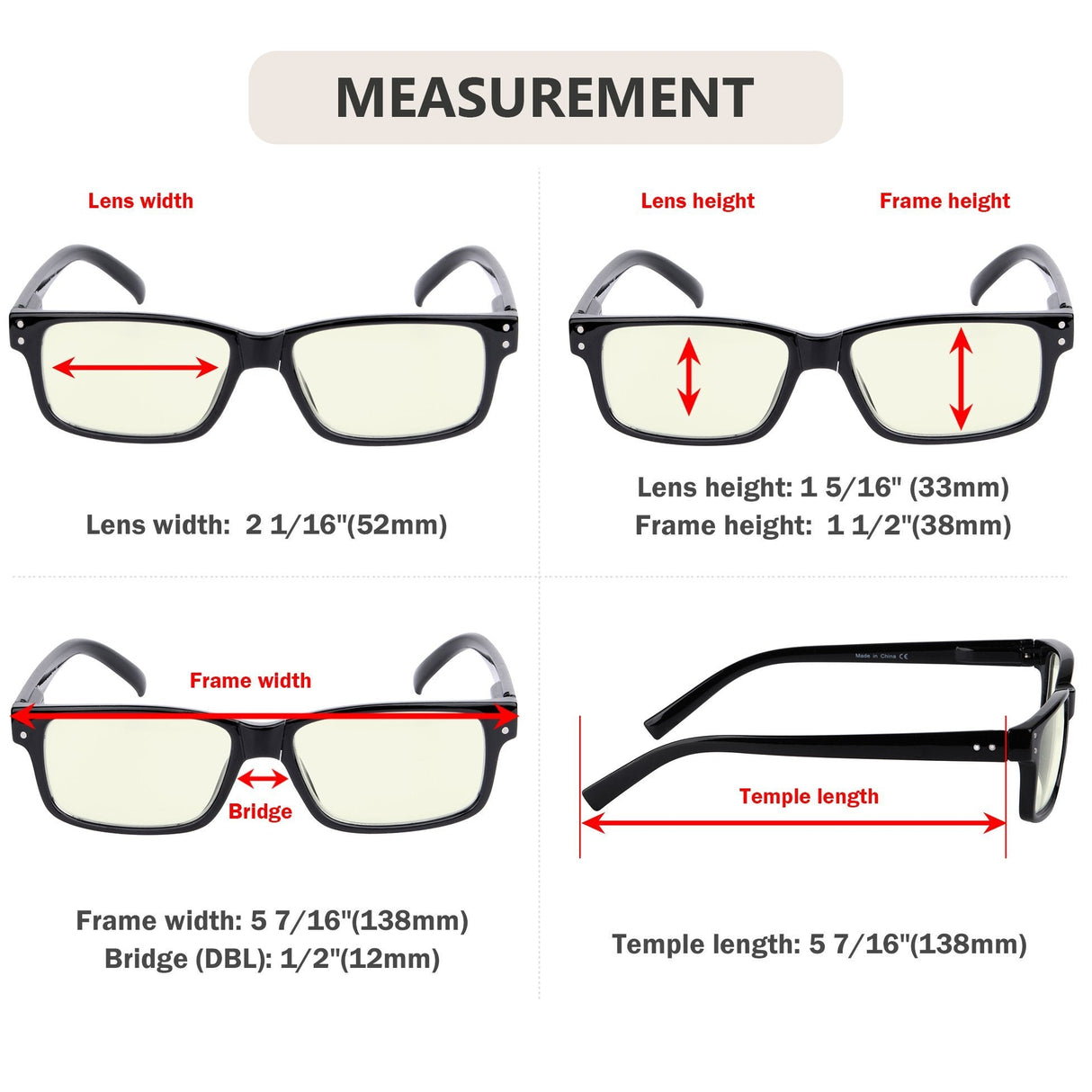 Custom Computer Glasses with Different Power UVPR032-DEMI (Must Buy Both Eye) From eyekeeper