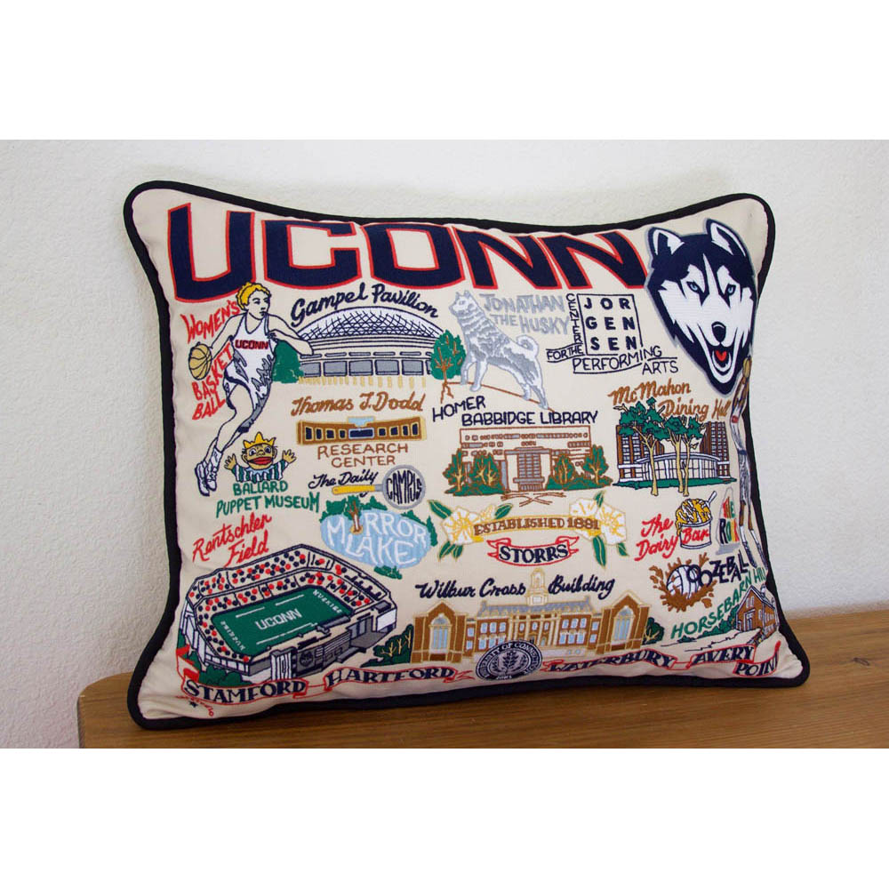 Connecticut, University of Collegiate Embroidered Pillow by CatStudio from Quirks!