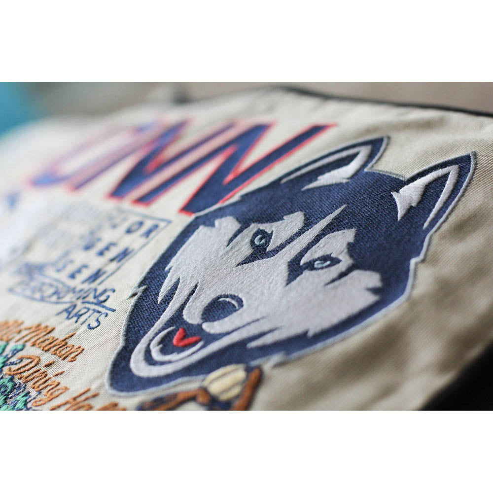 Connecticut, University of Collegiate Embroidered Pillow by CatStudio from Quirks!