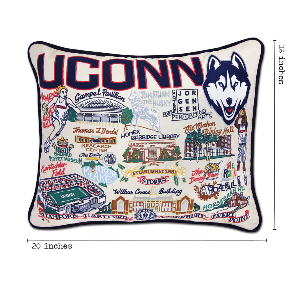 Connecticut, University of Collegiate Embroidered Pillow by CatStudio from Quirks!