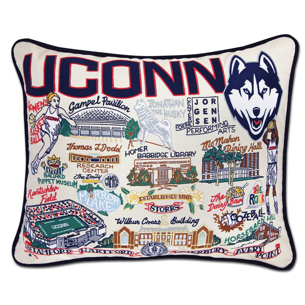 Connecticut, University of Collegiate Embroidered Pillow by CatStudio from Quirks!