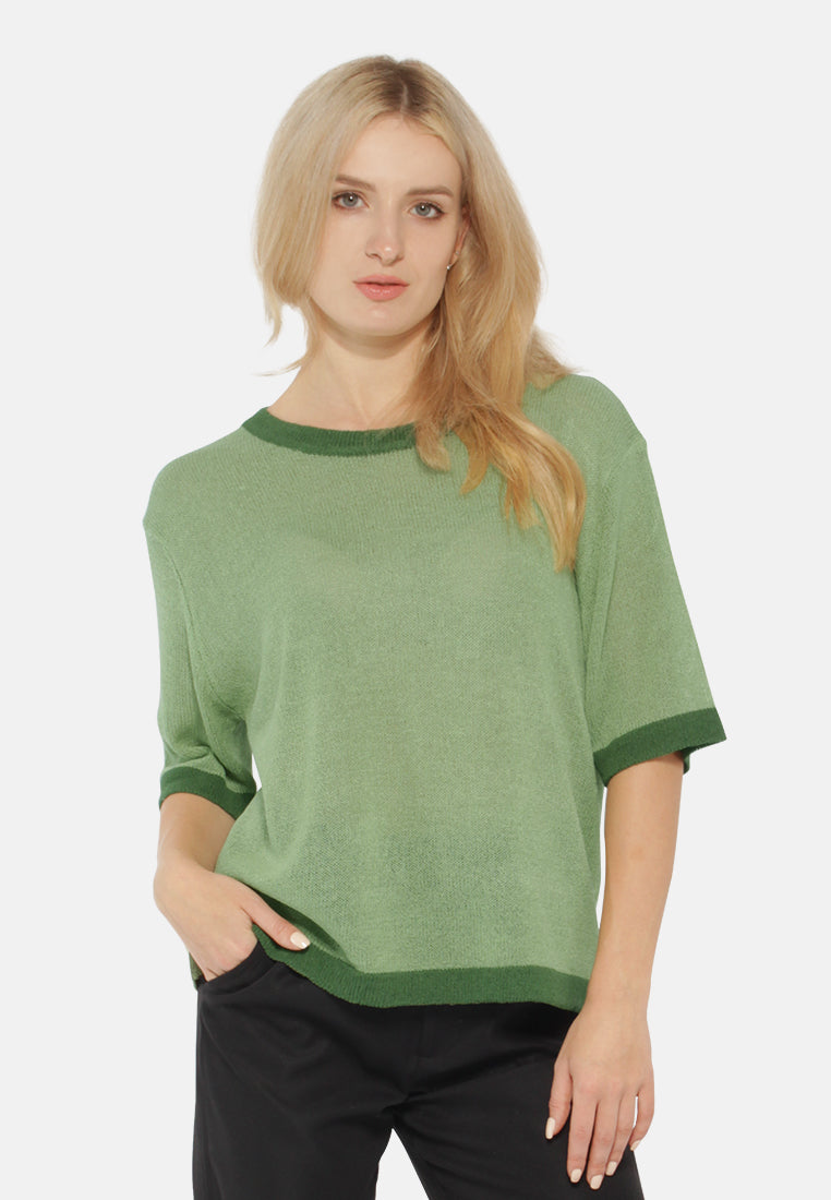 Contrast Neck And Sleeve Rib T-Shirt from London Rag International