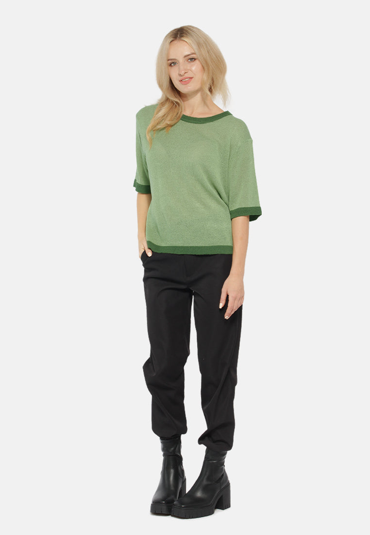 Contrast Neck And Sleeve Rib T-Shirt from London Rag International