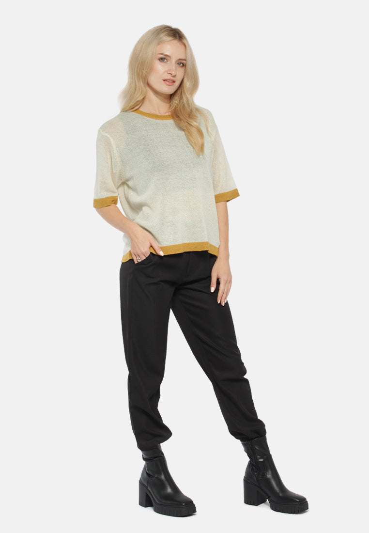 Contrast Neck And Sleeve Rib T-Shirt from London Rag International