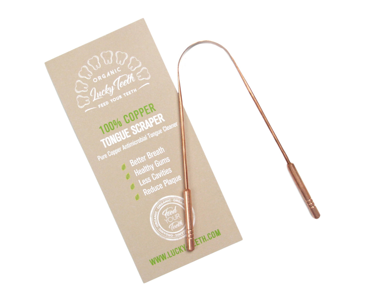 Pure Copper Tongue Scraper - 100% Pure Copper Tongue Cleaner from Lucky Teeth