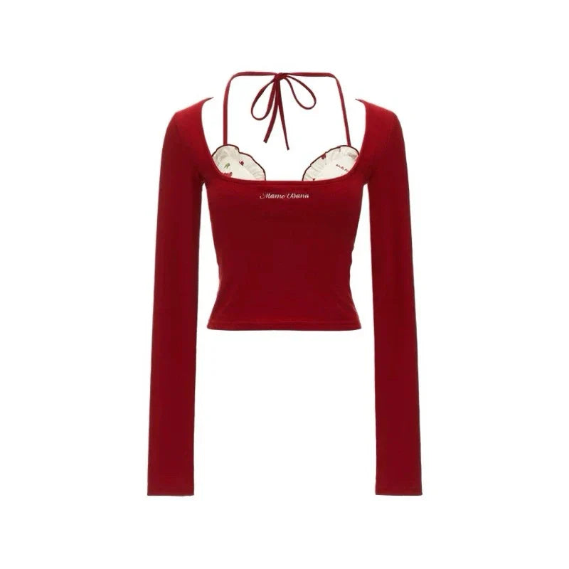 Coquette Balletcore Crop Top – 2000s Aesthetic Two-Piece Tee From Kawaii Stop