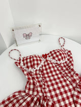 Coquette Plaid Mini Dress – Balletcore Gyaru Party Dress From Kawaii Stop