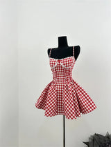 Coquette Plaid Mini Dress – Balletcore Gyaru Party Dress From Kawaii Stop