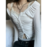 Coquette Ruched T-shirt With Hooks From Kawaii Stop