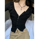Coquette Ruched T-shirt With Hooks From Kawaii Stop