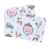 Country Boy Baby Giftset:  Baby Swaddle Blanket and Burp/Bib Combo from Little Hometown