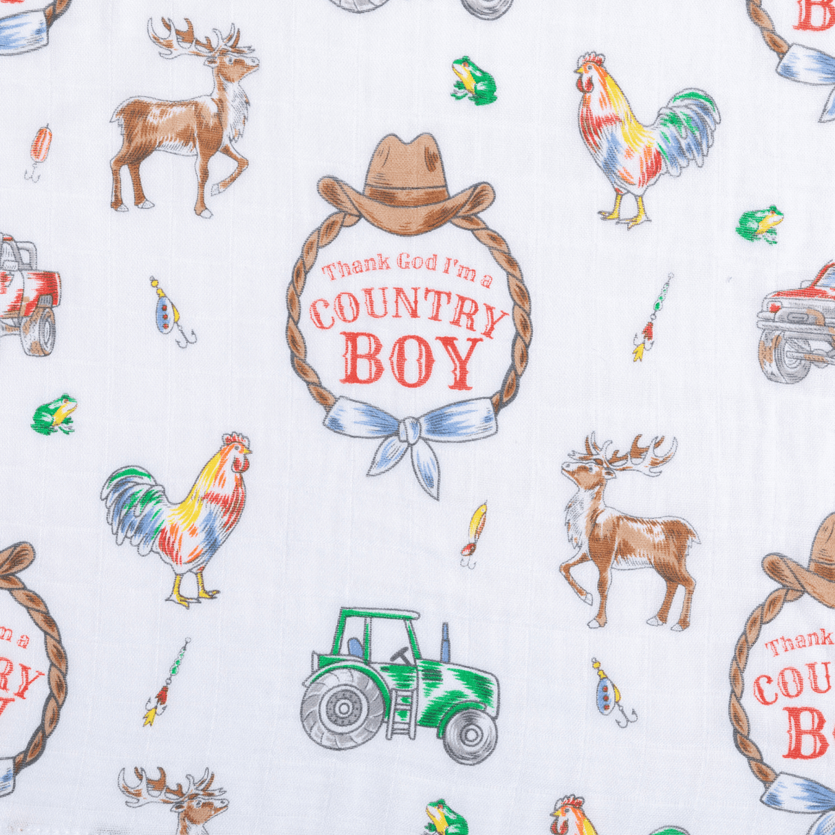 Country Boy Baby Giftset:  Baby Swaddle Blanket and Burp/Bib Combo from Little Hometown