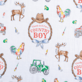 Country Boy Baby Giftset:  Baby Swaddle Blanket and Burp/Bib Combo from Little Hometown