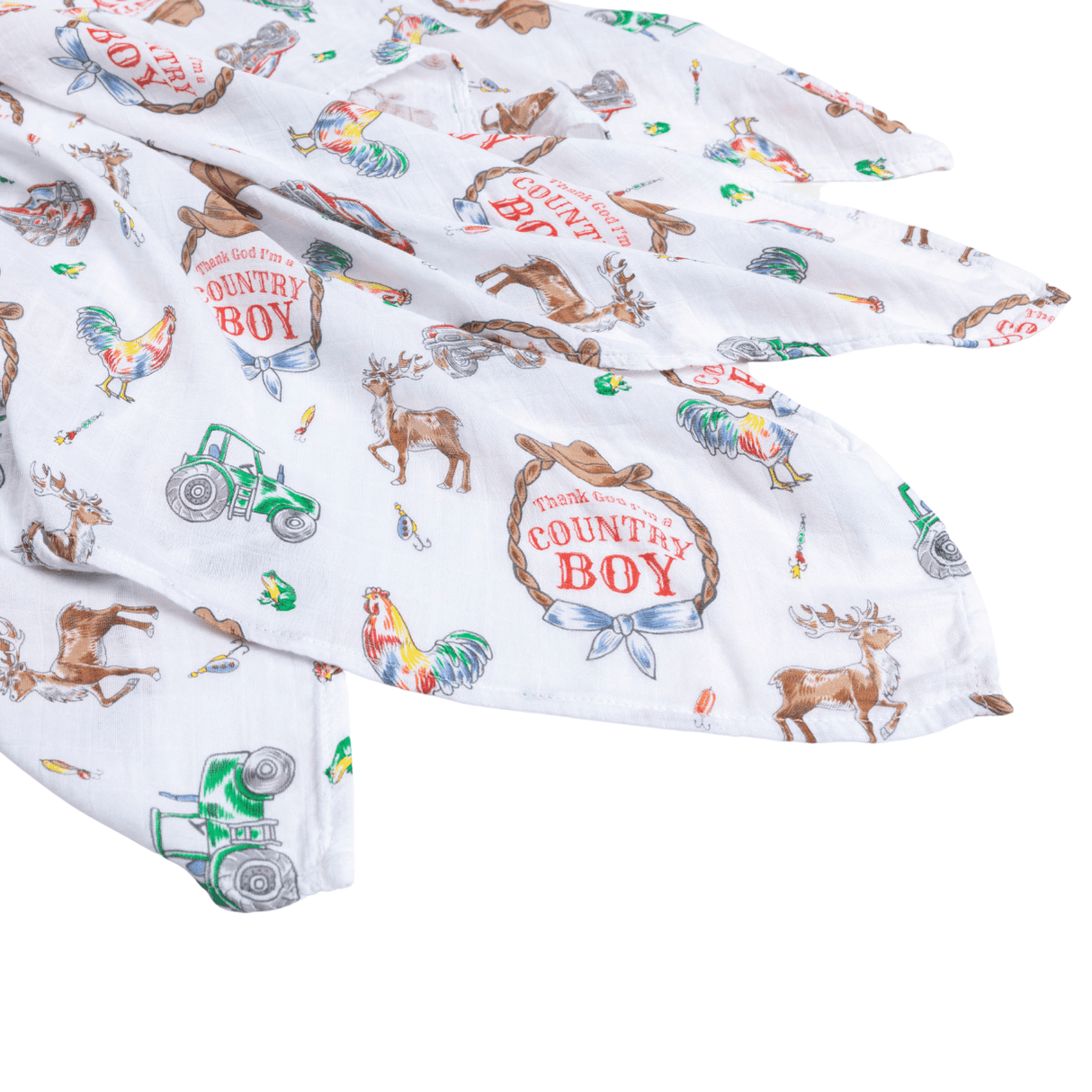 Country Boy Baby Giftset:  Baby Swaddle Blanket and Burp/Bib Combo from Little Hometown