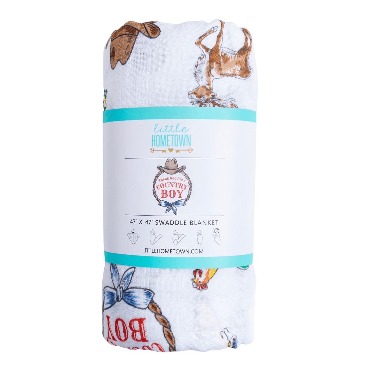 Country Boy Baby Giftset:  Baby Swaddle Blanket and Burp/Bib Combo from Little Hometown