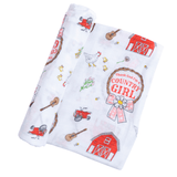 Country Girl Baby Giftset:  Baby Swaddle Blanket and Burp/Bib Combo from Little Hometown