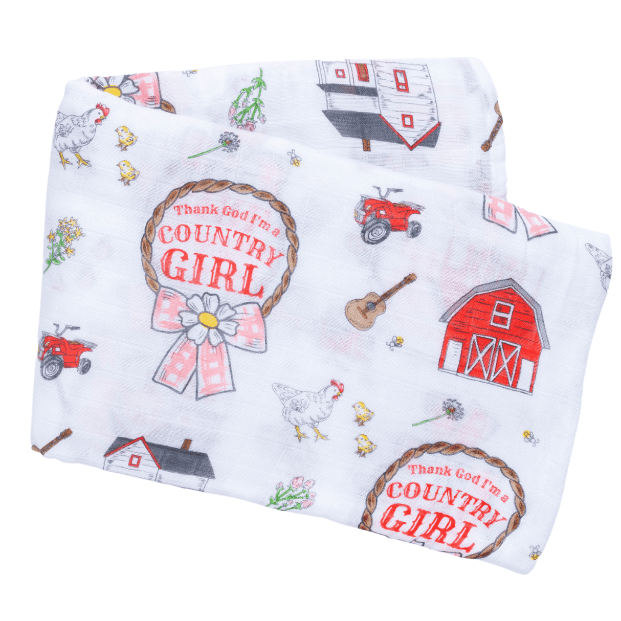 Country Girl Baby Giftset:  Baby Swaddle Blanket and Burp/Bib Combo from Little Hometown