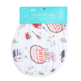 Country Girl Baby Giftset:  Baby Swaddle Blanket and Burp/Bib Combo from Little Hometown