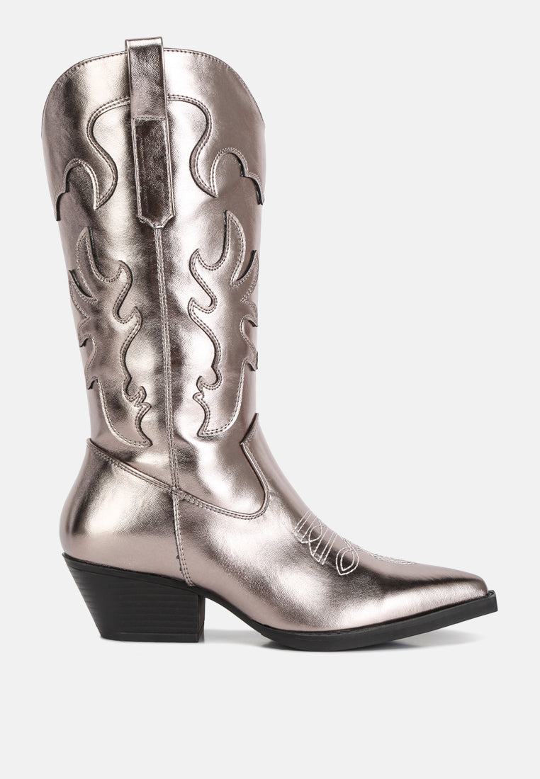Cowby Metallic Faux Leather Cowboy Boots from London Rag International