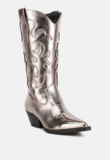 Cowby Metallic Faux Leather Cowboy Boots from London Rag International