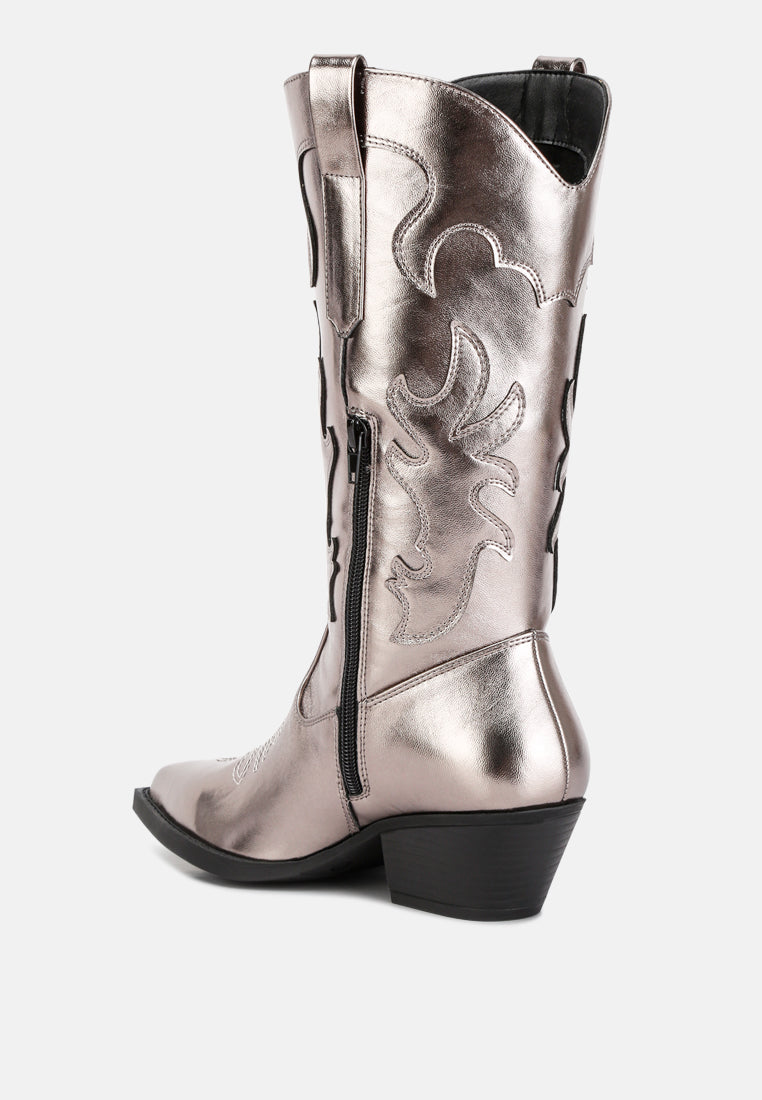 Cowby Metallic Faux Leather Cowboy Boots from London Rag International