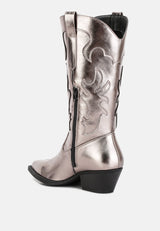 Cowby Metallic Faux Leather Cowboy Boots from London Rag International
