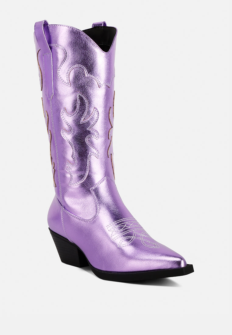 Cowby Metallic Faux Leather Cowboy Boots from London Rag International