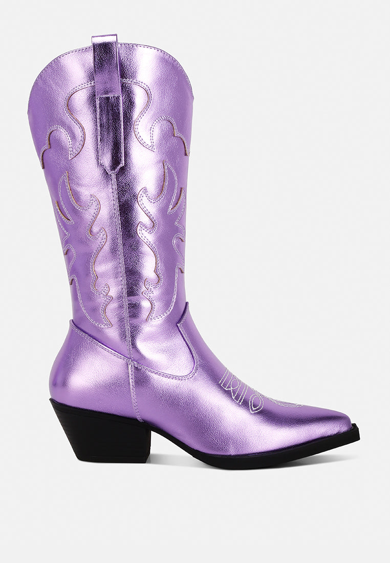 Cowby Metallic Faux Leather Cowboy Boots from London Rag International