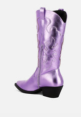 Cowby Metallic Faux Leather Cowboy Boots from London Rag International