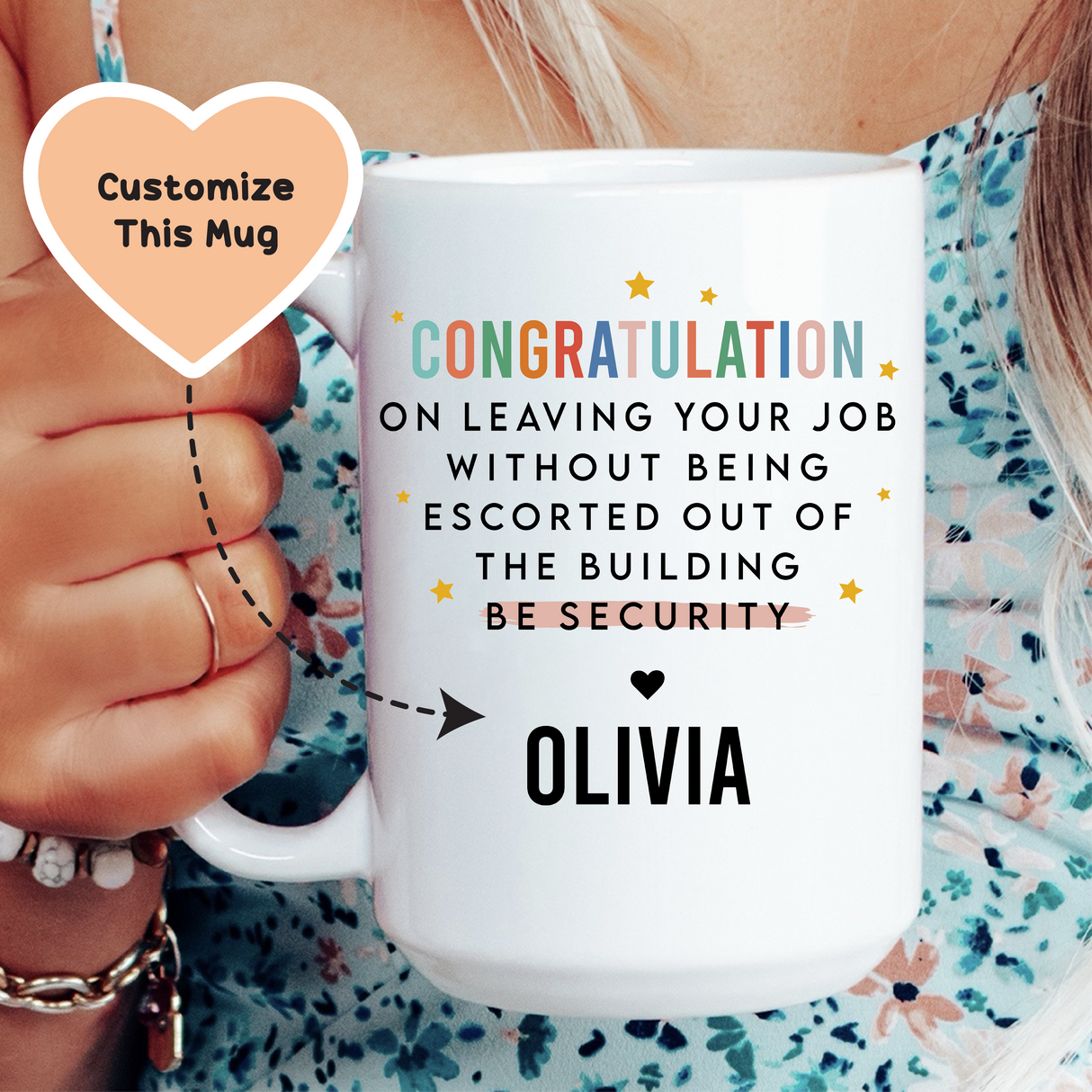 Coworker Leaving Custom Mug from Peachy Sunday