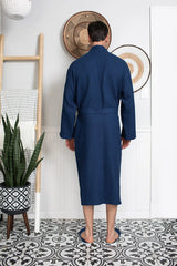 Waffle Kimono Spa Bathrobe for Men -  Absorbent, Lightweight From Lotus Linen