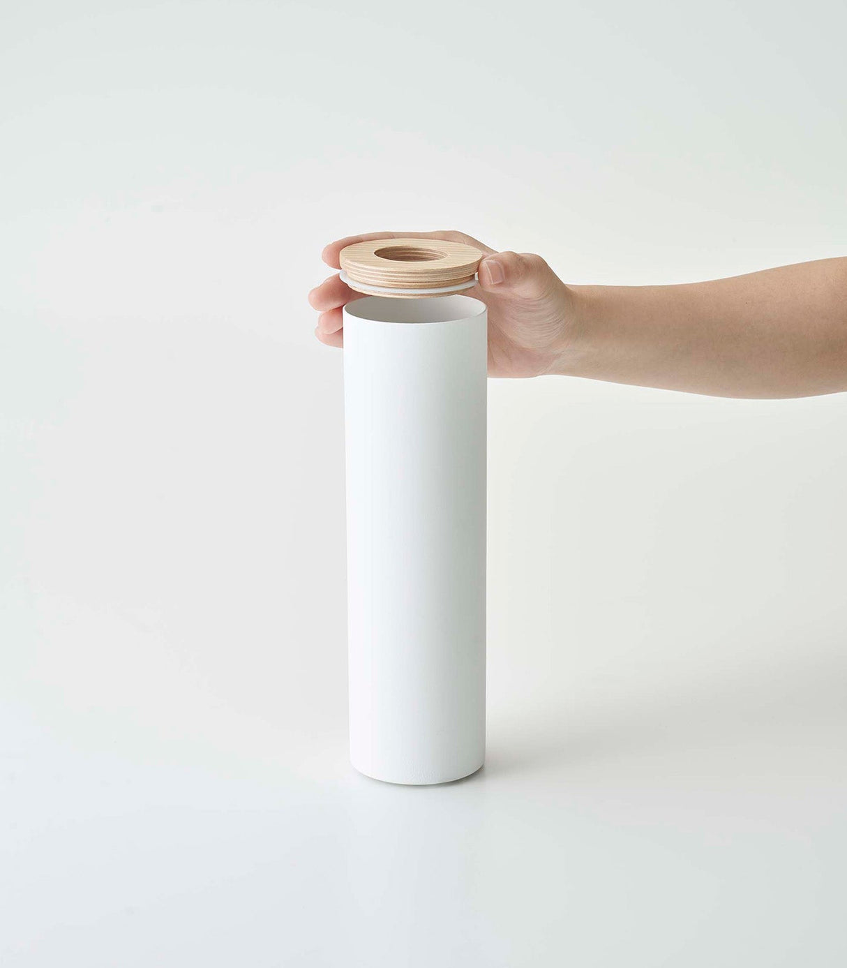 Round Tissue Case - Steel + Wood from Yamazaki Home