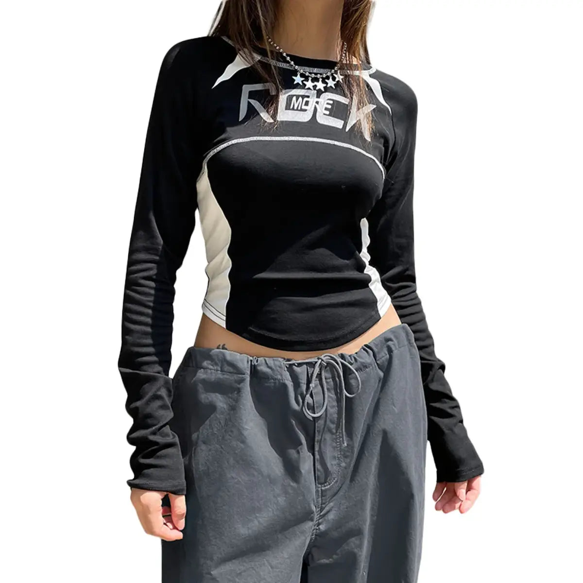 Crew Neck Letter Print Top - Long Sleeve Casual Streetwear T-Shirt From Kawaii Stop