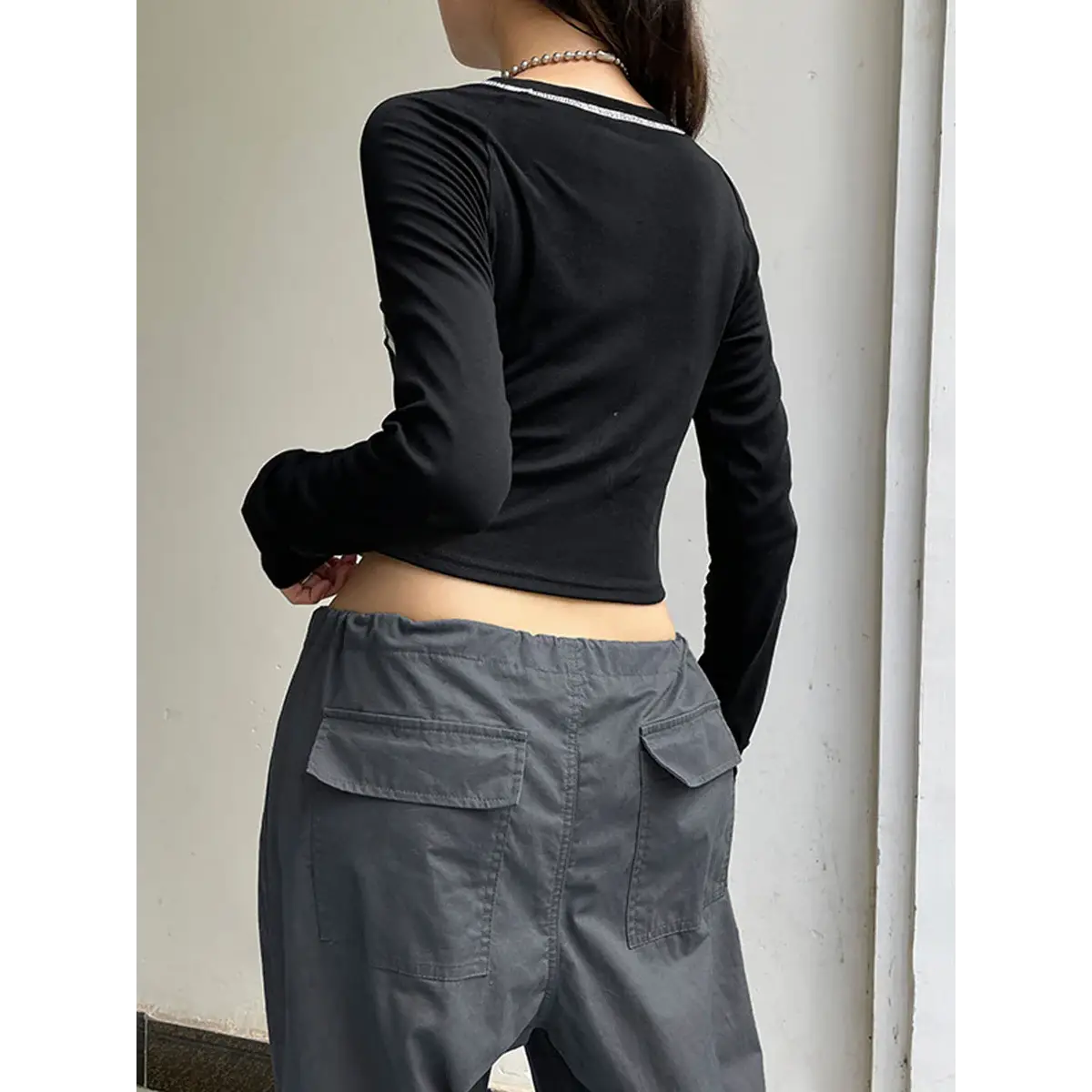Crew Neck Letter Print Top - Long Sleeve Casual Streetwear T-Shirt From Kawaii Stop