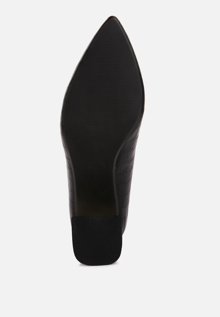 Emersyn Croc Block Heel Pump Shoes from London Rag International