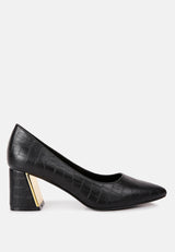 Emersyn Croc Block Heel Pump Shoes from London Rag International