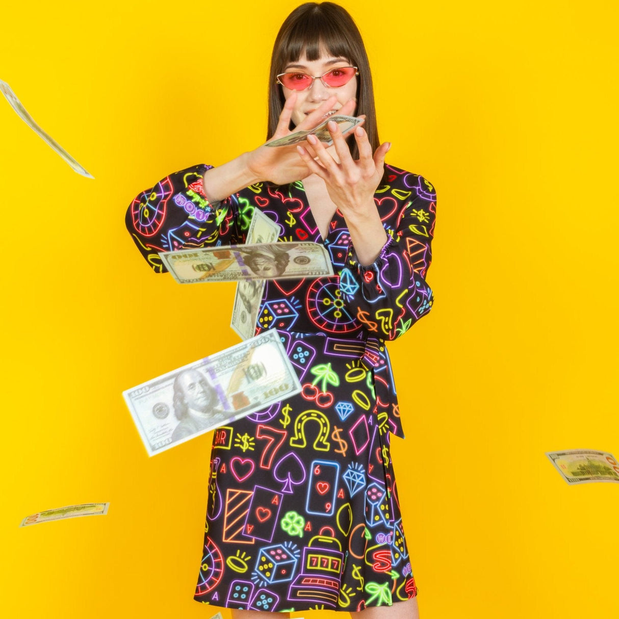 The Crown Casino | Neon Vegas Lights Wrap Dress from Shinesty