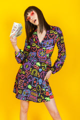 The Crown Casino | Neon Vegas Lights Wrap Dress from Shinesty