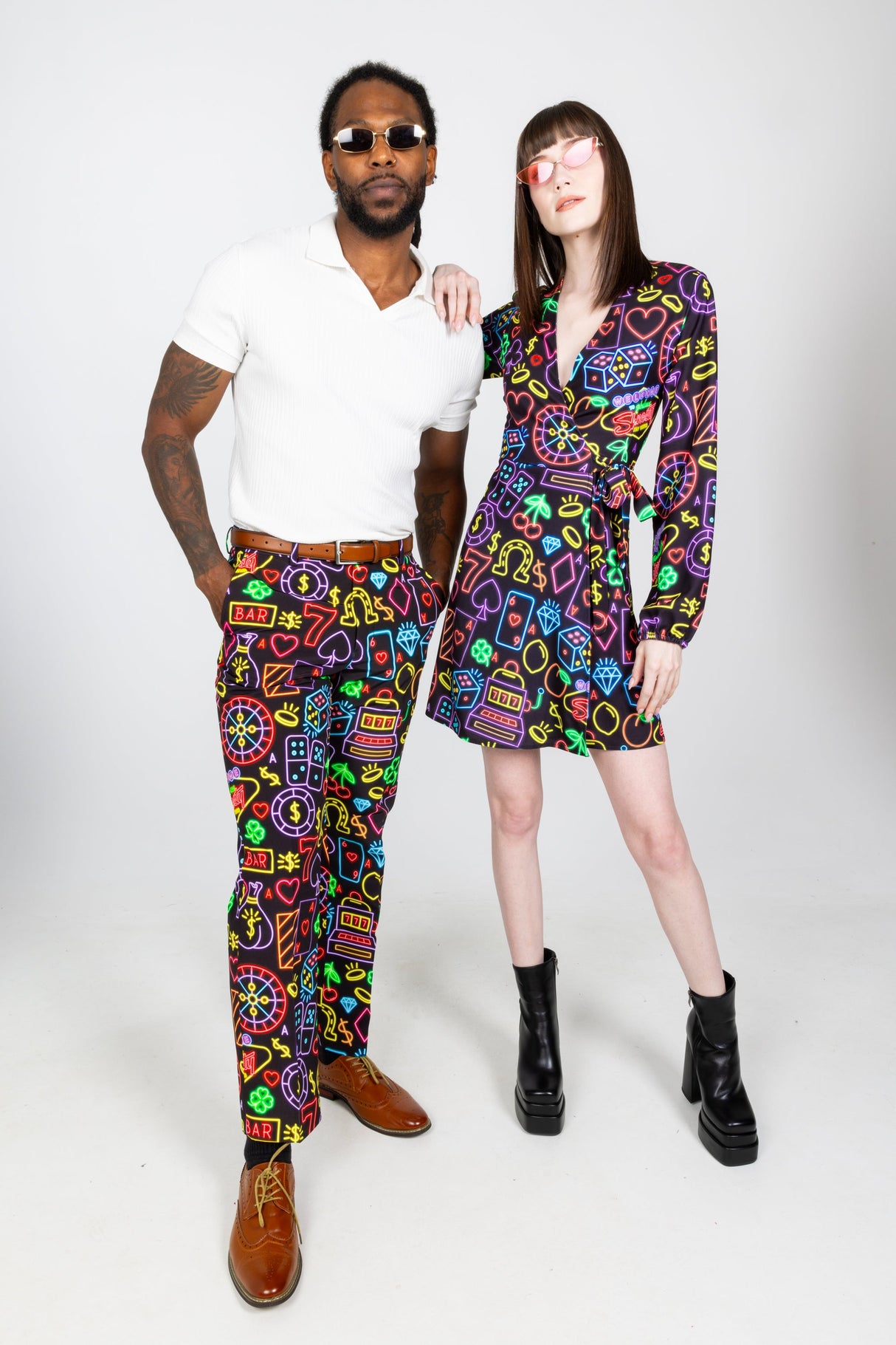 The Crown Casino | Neon Vegas Lights Wrap Dress from Shinesty