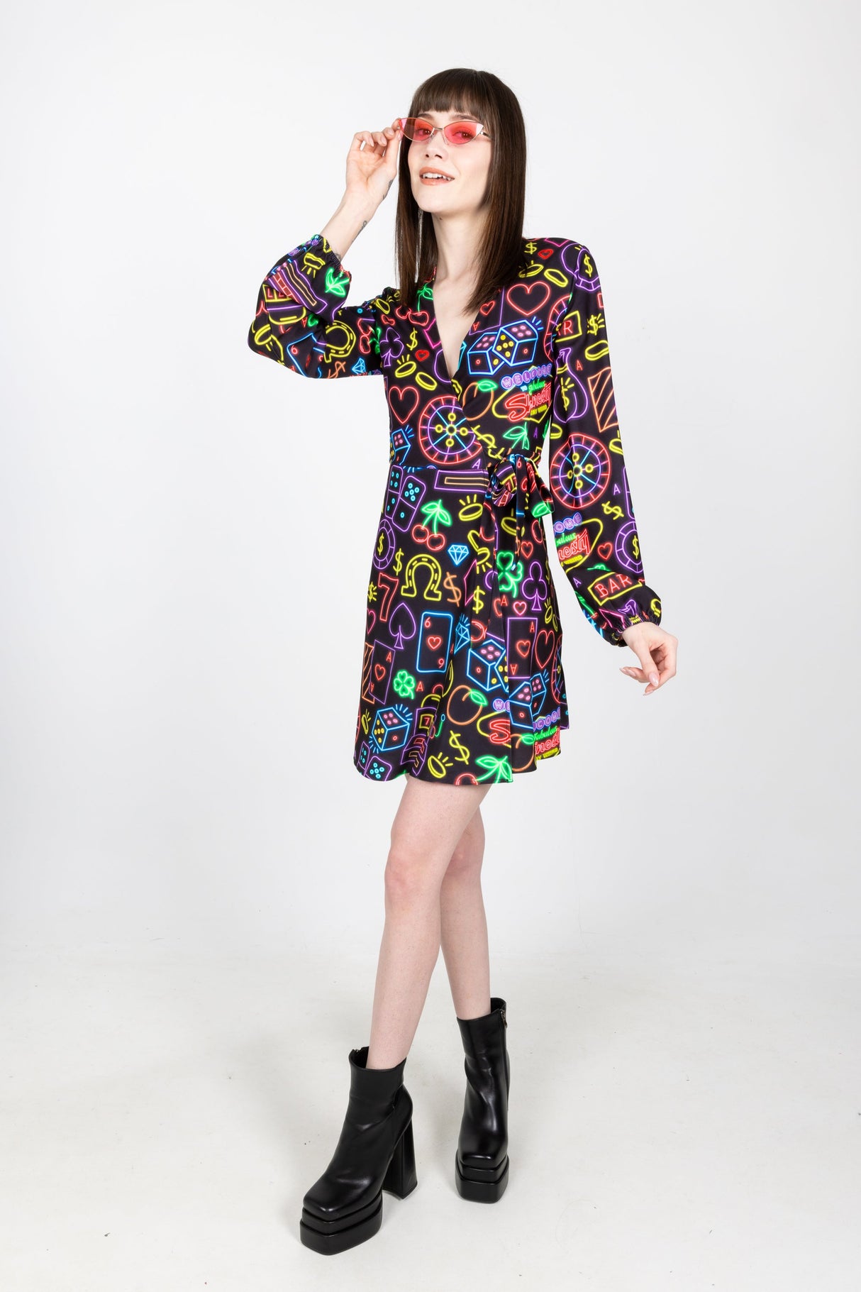 The Crown Casino | Neon Vegas Lights Wrap Dress from Shinesty