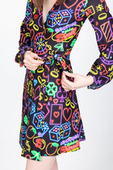 The Crown Casino | Neon Vegas Lights Wrap Dress from Shinesty